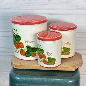 Vintage Kitchen - Vintage strawberry kitchen storage tins Vintage Kitchen - Vintage strawberry kitchen storage tins